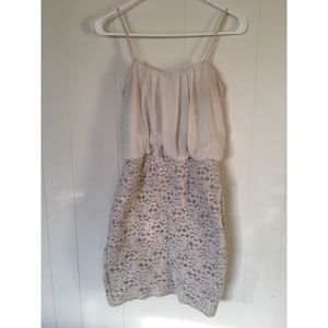 Form fitting cream lace dress